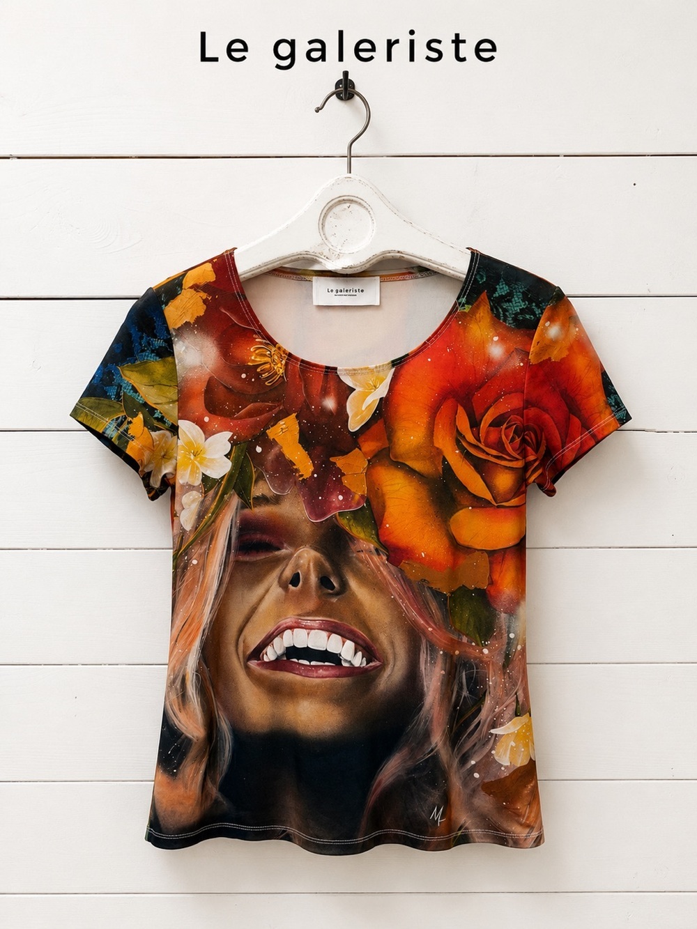 LE GALERISTE Floral Portrait Print Top Size S